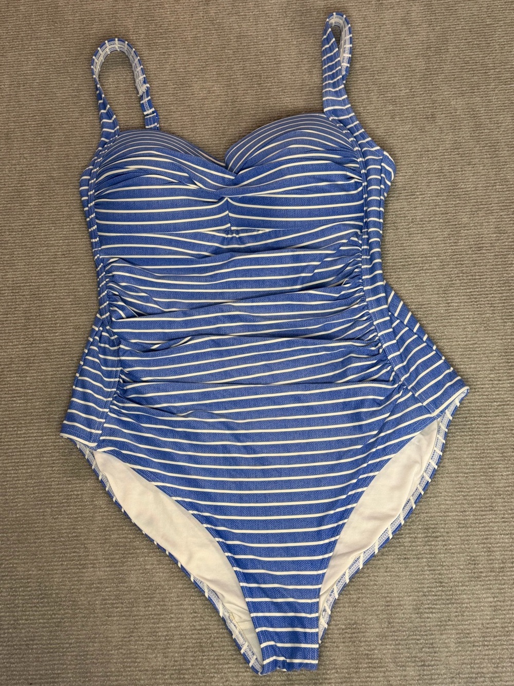 Nip Tuck Swim Ruched Nautical Stripe One Piece Swimsuit US 8 Multi Fit Cup